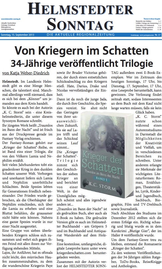 PresseArtikel-KCStormKriegerDerSchatten